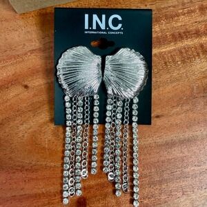 NEW INC International Concepts Silver Sequin Shell Dangle Earrings